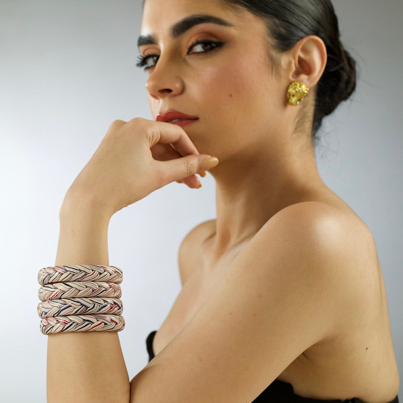 Braided White Lac Bangle