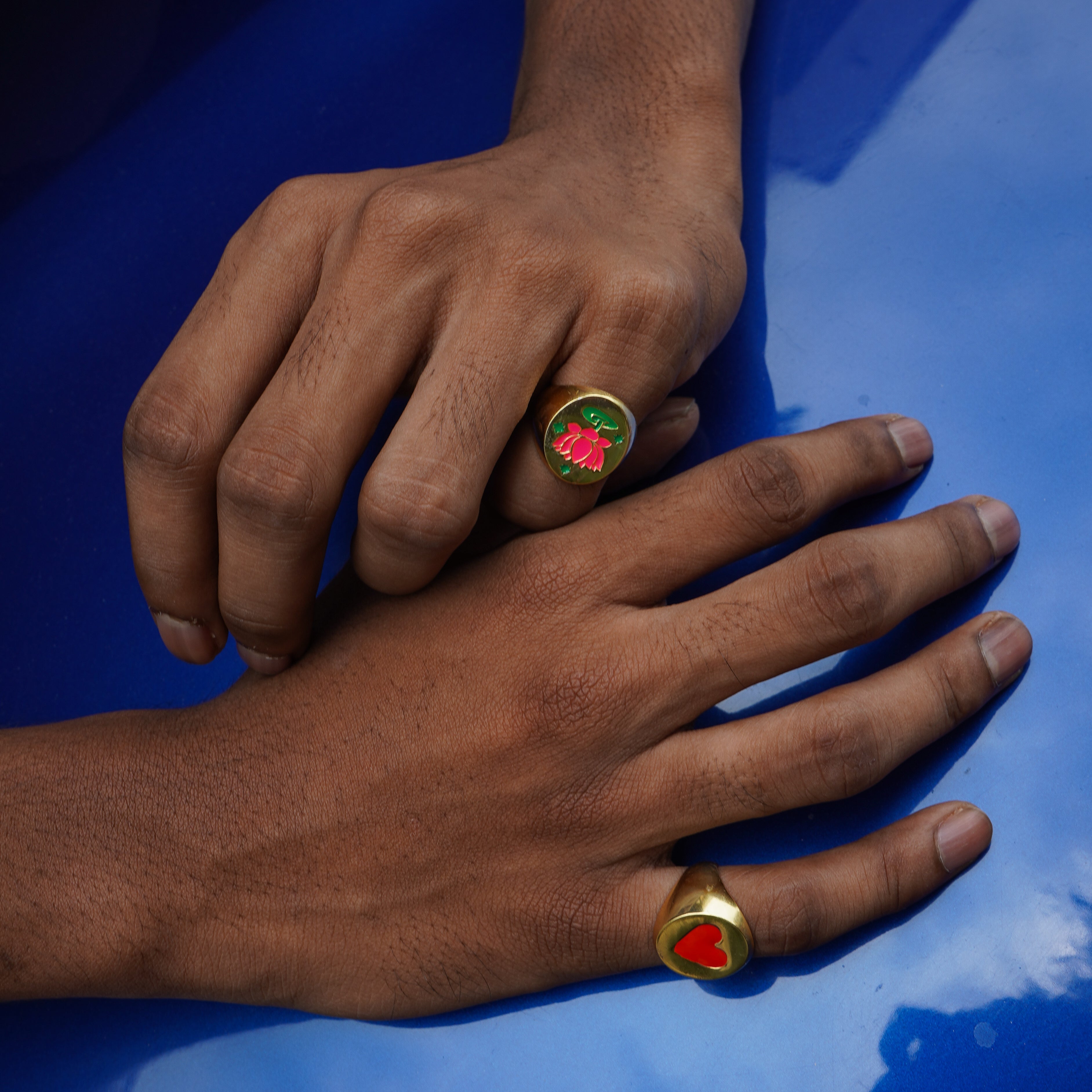 Heart Enamel Signet Ring