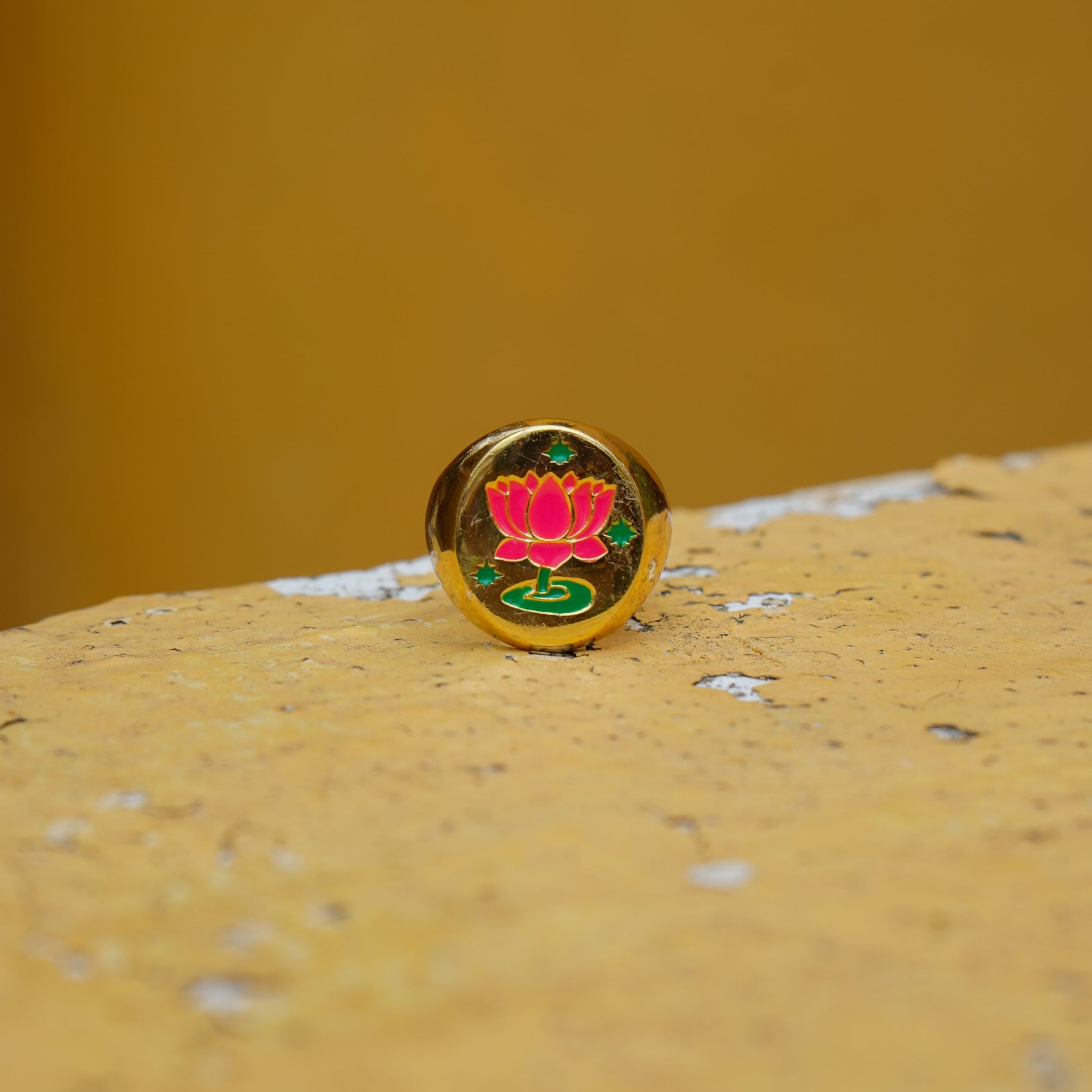 Lotus Enamel Signet Ring