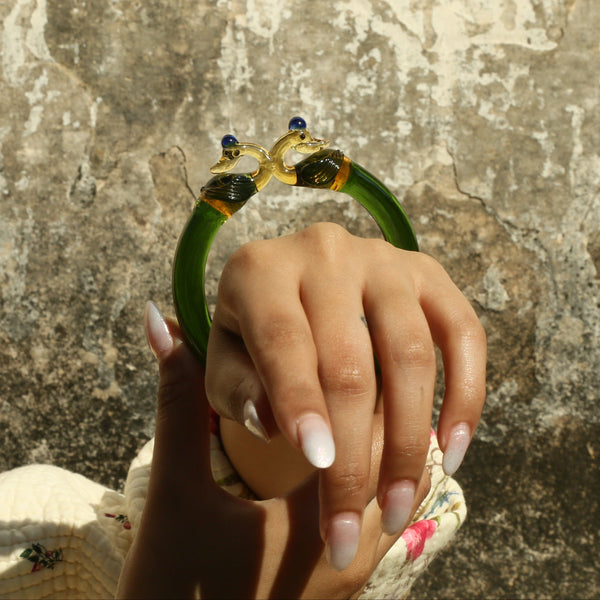 Peacock Glass Bangle