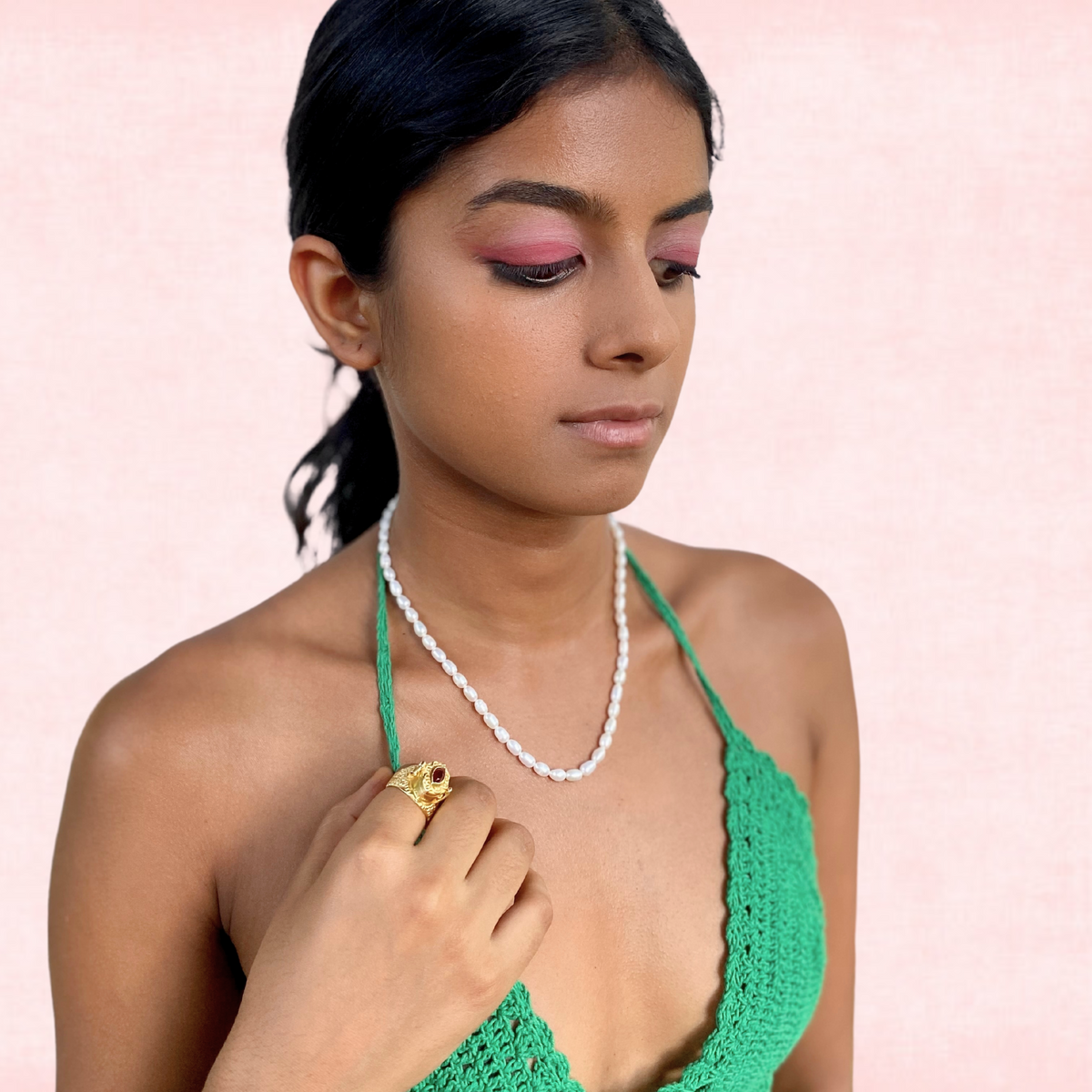 Peony Pearl Chain – Handcrafted 24k Gold-Plated Pearl Necklace | Maalicious