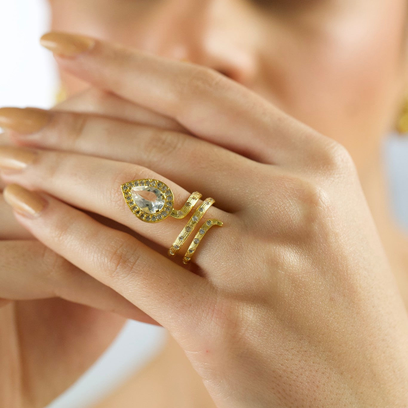 Gilded Coil Birthstone Ring
